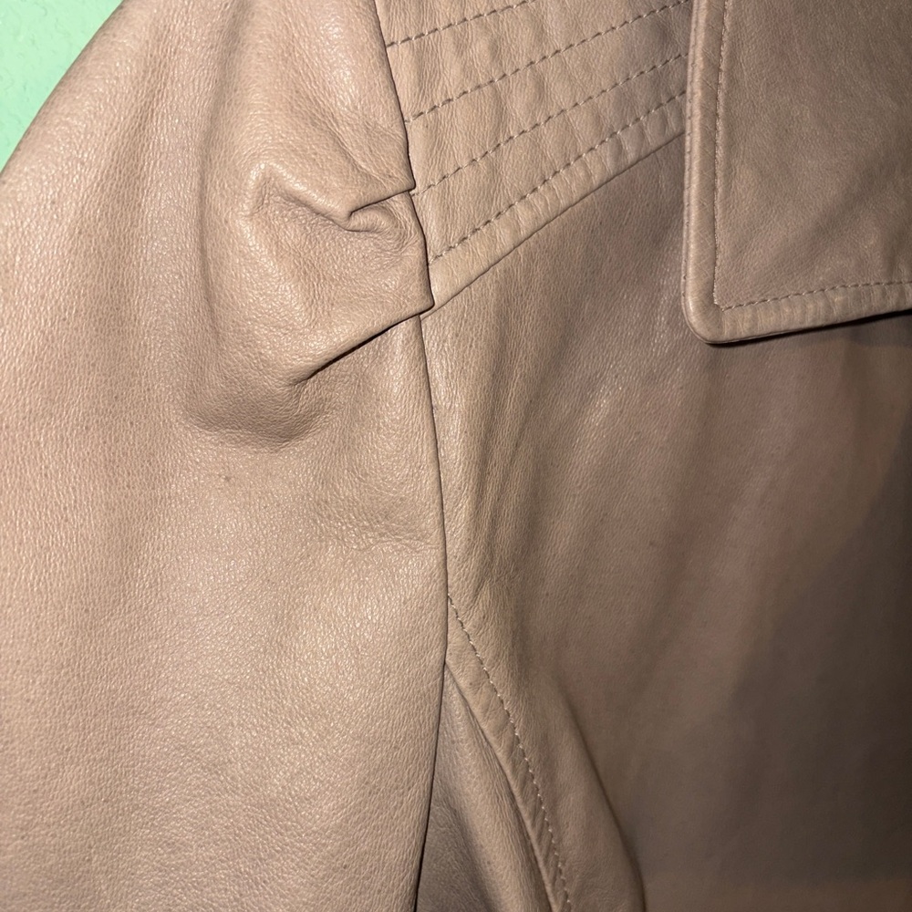 Tan Leather Jacket with Belt - Picture 3 of 7